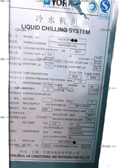 چیلر آب خنک یورک YK 2813KW